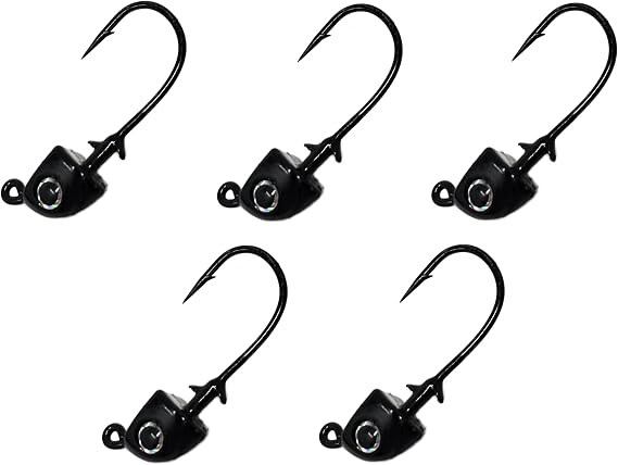 Reaction Tackle Tungsten Swimbait Jig Heads with 3D Realistic Eyes for Bass, Swim Bait Jig Head Hooks for Freshwater or Saltwater Fishing Lures (5-Pack)