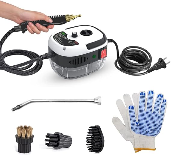 Portable Handheld Steam Cleaner High Temperature Pressurized Steam Cleaning Machine with Brush Heads and Gloves for Kitchen Furniture Bathroom Car