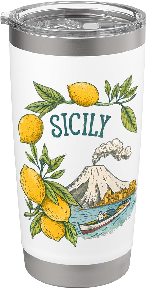 Sicily Lemon Volcano Scenic Art Italian Sicilia Stainless Steel Insulated Tumbler