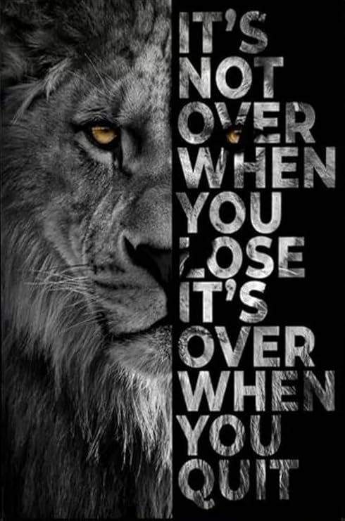 Jigsaw Puzzles 1000 Pieces Lion Quote It's Over When You Quit Success Art Gift Poster no Framed Educational Puzzle Family Game Gift for Adults and Kids Perfect for Family or Dat
