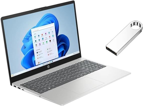 HP 15.6" FHD Display Laptop | Intel Core i5-1235U(Beat AMD Ryzen 5 7520U) | Intel Iris Xe Graphics |Camera|Silver| WiFi | 16GB RAM | 1024GB SSD | Windows 11 Home | Bundle with 64GB USB Flash Drive