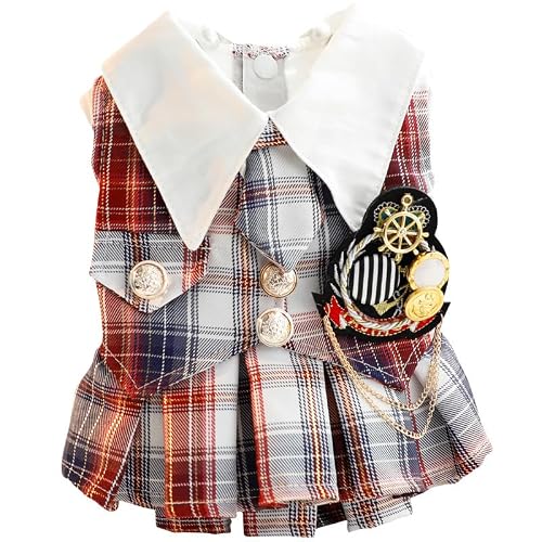 AZA Dog Princess Dresses for Small Dogs Cat Lolita Clothes JK Uniform Stage Girl Group Debut Dress Puppy Costume Pet Cat Cute Coat Outfits Spring Costumes Summer M,Red