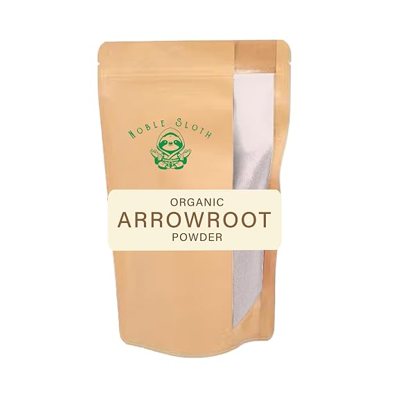 Noble Sloth Premium Organic Arrowroot Powder 16oz - Pure Natural Arrowroot Starch, Gluten-Free, Non-GMO Cooking & Baking Thickener, Grain-Free Alternative for Sensitive Skin & Digestive Health