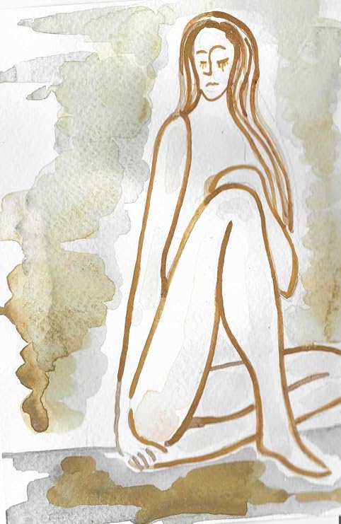 Female Nude Wall Art, 5x7" Original Painting, Unframed, Watercolors on Paper, Includes Certificate of Authenticity from Artist, Title: Subtle Seduction