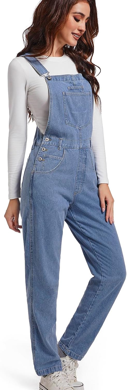 Mars Guard Women Denim Overalls Jean Bib 90s Retro Dungaree Ladies Loose Fit Fashion Cotton Casual Relaxed Jumpsuit