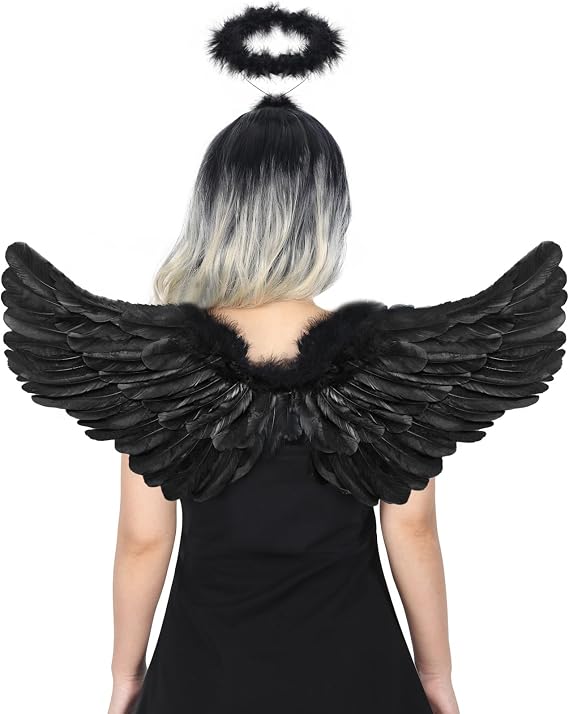 Sunboom Angel Wings Adult White Wings Black Angel Wings Feather Wings for Kids Girls Costume Rainbow Angel Wings Women