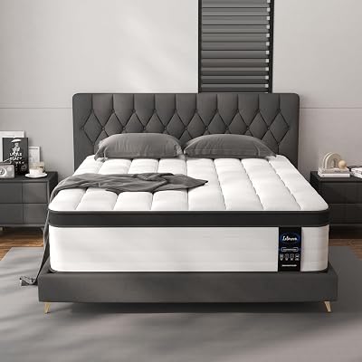 Queen Size Mattresses, 14 Inch Hybrid Queen Mattress in a Box, Medium Firm Memory Foam and Pocket Springs, Strong Edge Support, Pressure Relief