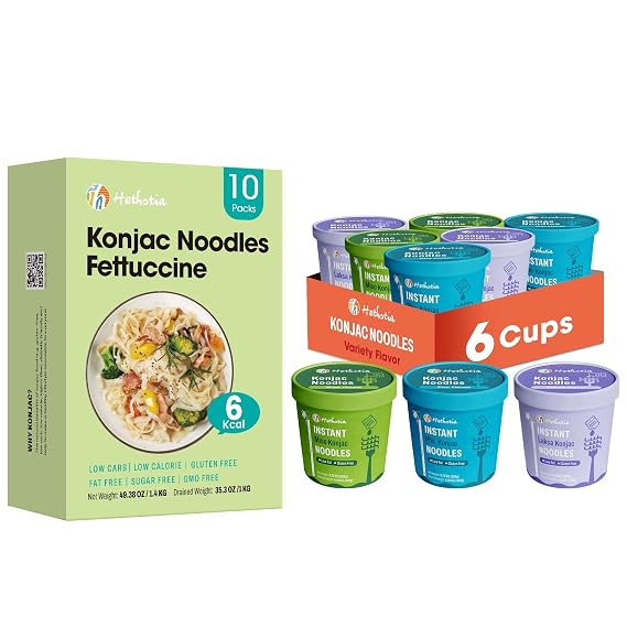 Hethstia Konjac Noodles Soup Cup Variety (Miso, Pho, Laksa), 16 Pack Low Carb Instant Shirataki Noodle Fettuccine, Vegan, Gluten-Free, Sugar-Free, Keto, Low-Calorie Healthy Pre-cooked Asian Meal