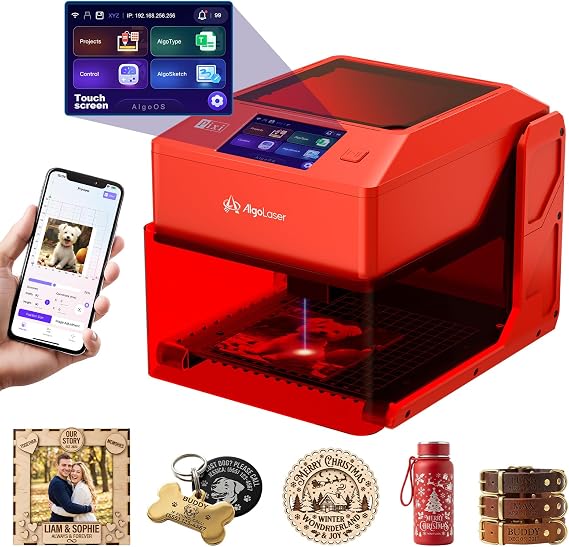 AlgoLaser 5W Smart Laser Engraving Machine - Portable Desktop Laser Engraving Machine with 3.5" Touch Screen & AlgoOS for Beginners, DIY Gift & Small Business Laser Engraving for Wood, Leather, Glass