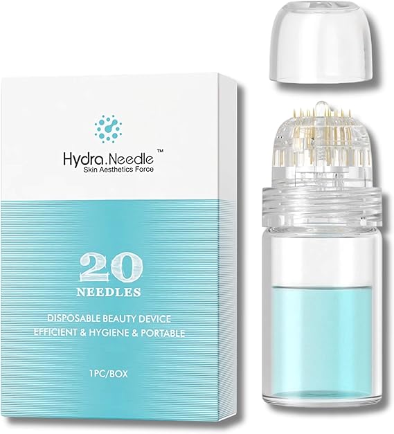 Hydra Needle 20 Pin Ultra-Fine 20pcs Needles Derma Stamp 0.5mm, Microinfusion Device Microneedling Stamper Reusable Facial Skincare Tool Fine Touch Serum Applicator for Home Use