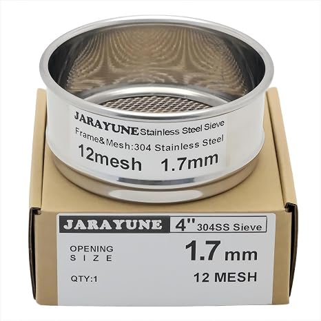 4 Inch 12 Mesh Stainless Steel Test Sieve, 1.7 mm Aperture