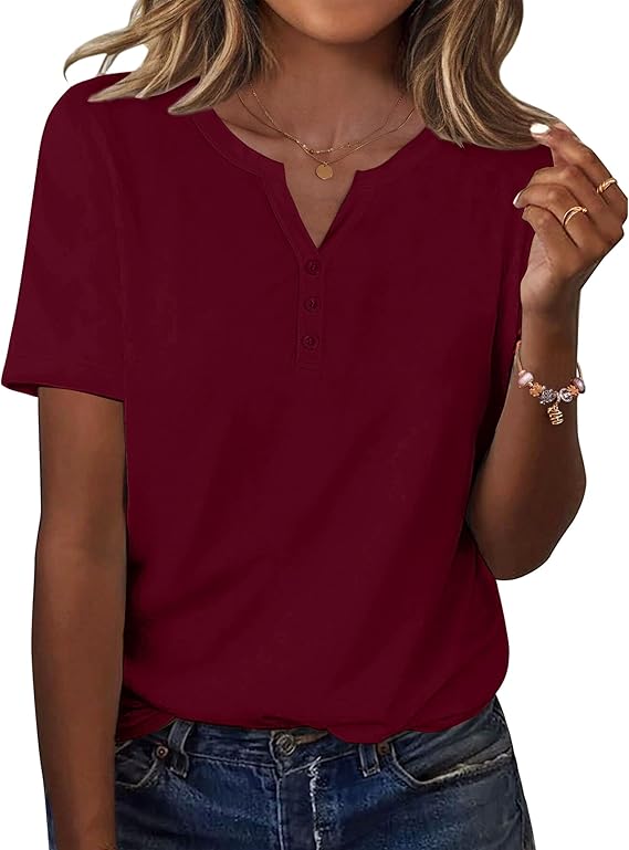 Zeagoo Womens Summer Tops Casual Short Sleeve V Neck T Shirts Dressy Blouse | Trendy clothes, floral boho tops, v neck basic tee, vacation clothing, work outfits