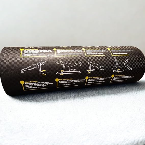 Foam Roller with Printed Exercises - 17.7''x 6'' Lightweight EPE/PE Exercise Roller Foam - Includes 12 Guided Stability, Mobility & Recovery Moves - Dual Color Instructional Design