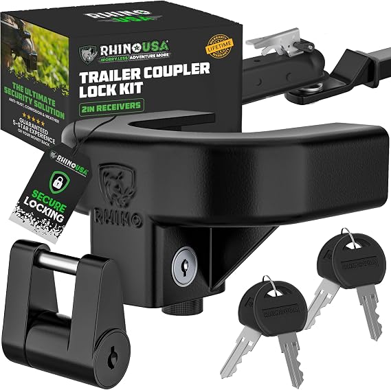 Rhino USA Trailer Coupler Lock Kit (2in Trailers) - Anti-Theft Steel