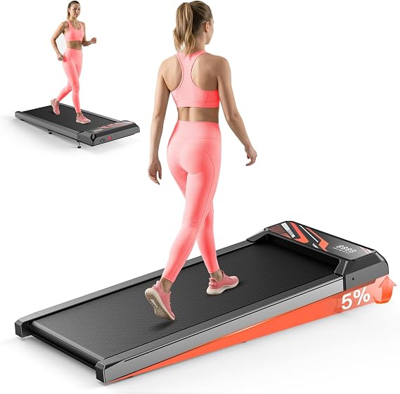 Under Desk Treadmill, Walking Mat with Incline pad, 2.5HP Portable Compact Treadmill for Home Office, Small Mini Walking Treadmill Pad with Remote & 2 in 1 Led Display, 265 Lbs Weight Capacity-Black