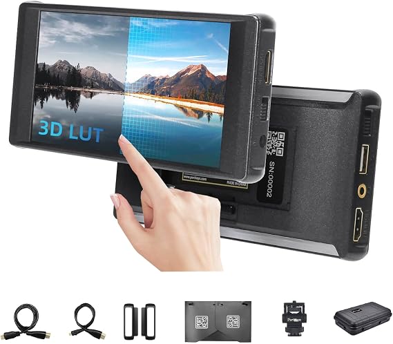 Portkeys PT6 5.2 inch DSLR Camera Monitor, 3D LUT 4K HDMI Touch Screen 1920 * 1080 Live Streaming Monitor with Peaking Frame, Wireframe Protection, Image Crop Function for Live Stream, etc