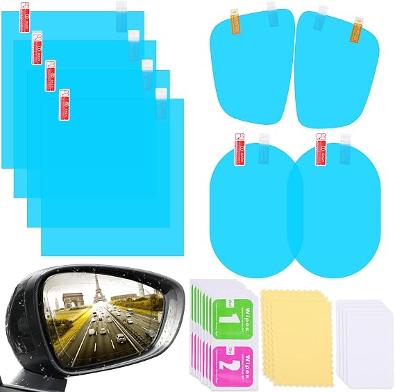 8 Pieces Car Rearview Mirror Film Rainproof Waterproof Anti Fog Nano Coating Car Film for Side Windows, Various Shapes