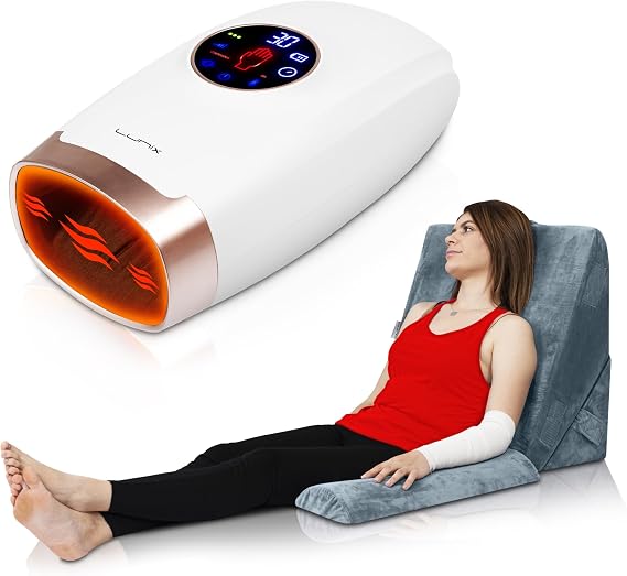 Lunix LX6 3pcs Wedge Pillow Set (Navy) + LX7 White Hand Massager Posture & Hand Therapy Recovery Bundle Save 5%