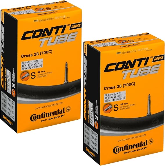 Continental Cross 28" 700x32-47c Inner Tubes - 42mm Presta Valve (Pack of 2 Tubes)