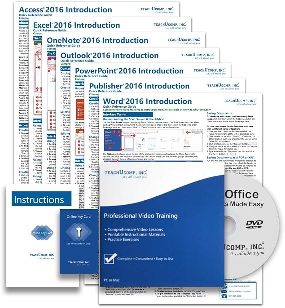TEACHUCOMP DELUXE Video Training Tutorial Course for Microsoft Office 2016- Video Lessons, PDF Instruction Manuals, Quick Reference Guides, Testing, Certificates of Completion