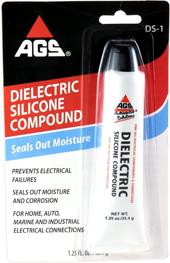 AGS Company Automotive Solutions Dielectric Silicone Grease, 1.25 oz, Seal and Protect Electrical Connections, Safe on Rubber and Plastic, Light Bulb Sockets, Spark Plug Boots and Battery Terminals