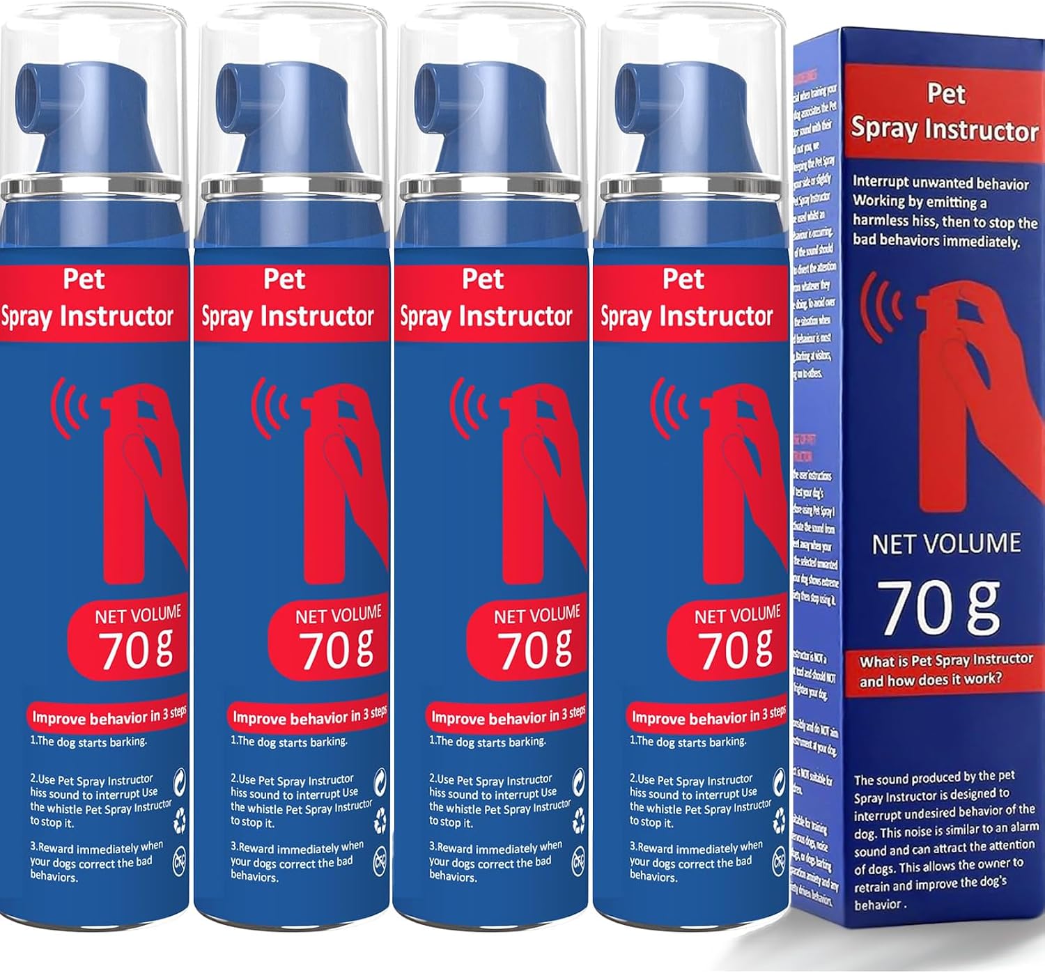 Gutes Leben Dog Instructor Spray, 70ml Spray Corrector Dog Trainer, Safe Humane & Effective Stop Barking, Jumping Up, Food Stealing, Dog Fights & Attacks, Help Stop Unnecessary Dog Behaviour 4 Pack