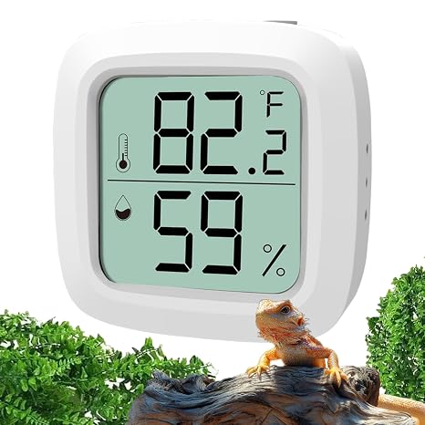 Reptile Thermometer and Hygrometer Fast Accurate LCD Digital Temp & Humidity Meter for Bearded Dragon Tank Accessories, Lizard, Snake, Turtle, Amphibians, Small Animal Habitat