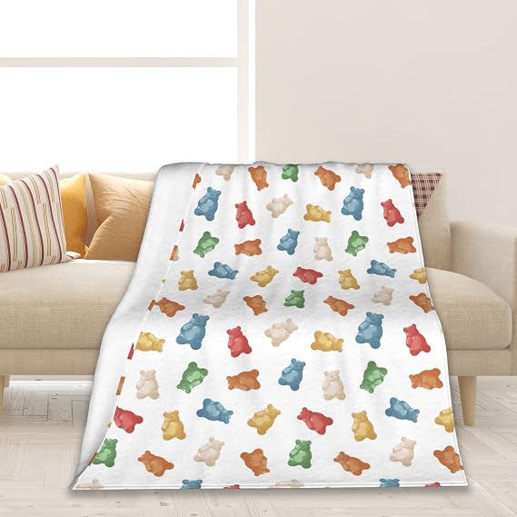 Gummy Bears Throw Blanket Soft Warm Cozy Lightweight Flannel Blanket for Bedding Sofa Travel 50"X60"