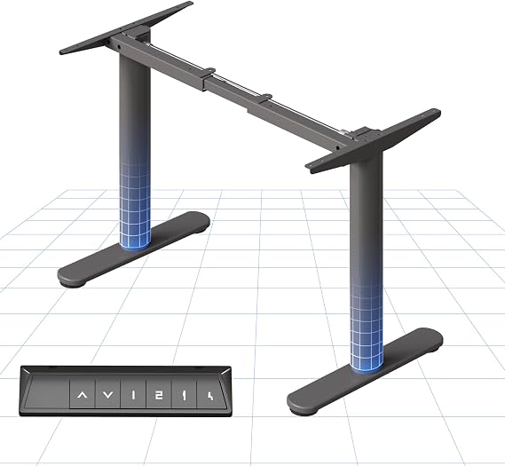 FLEXISPOT ER1 Electric Standing Desk Frame with Round Legs, Height Adjustable Sit-Stand with Memory Control Panel and Anti-Collision System, Grey