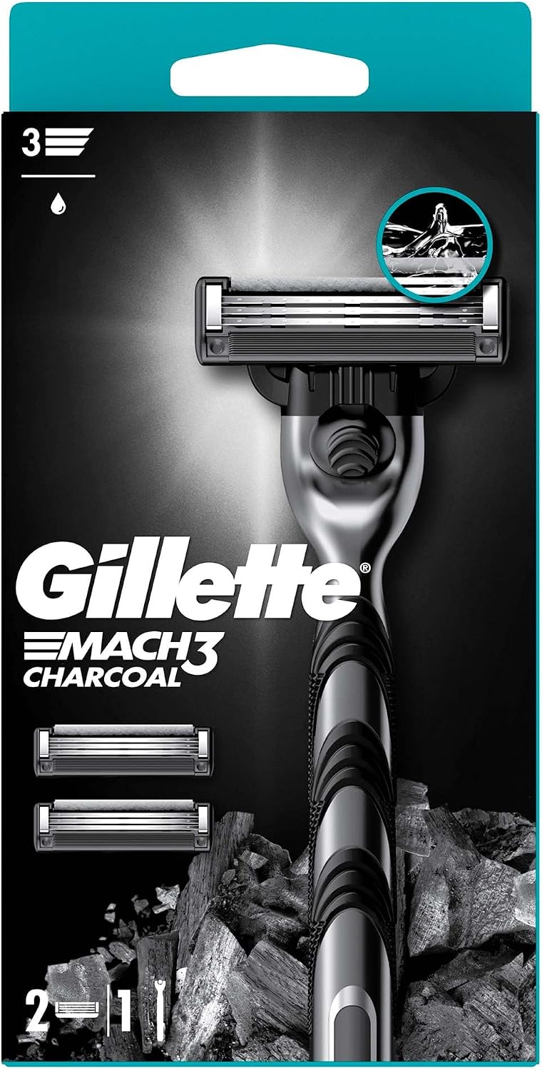Gillette Mach3 Charcoal Razor  2 Replacement Razor