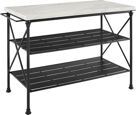 Crosley Furniture Madeleine Kitchen Island, Faux Marble Top