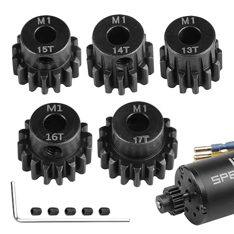 AIMROCK 5-Pack Mod 1 RC Motor Pinion Gears Set: Upgrade Parts for 18 RC Car 5mm Shaft Motor 13T 14T 15T 16T 17T
