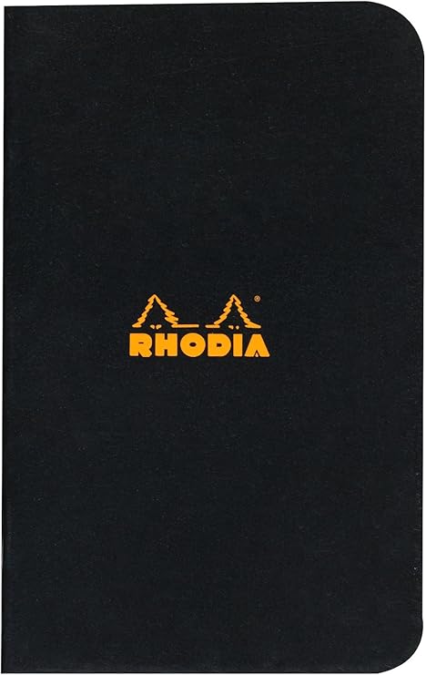 Rhodia Slim Staplebound Notebooks - Graph 48 sheets - 3 x 4 3/4 in. - Black cover