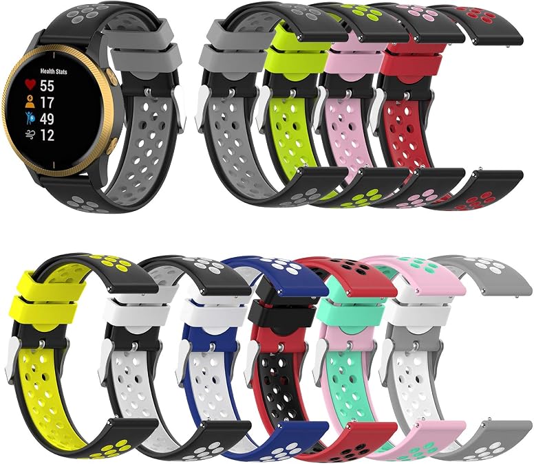 FitTurn Two-Color Breathable Hole Quick Release Bands 20mm Compatible with 3Plus Vibe Plus/Vibe +/Vibe Lite/Vibe Pro Release Soft Strap Wristband Smartwatch Accessories