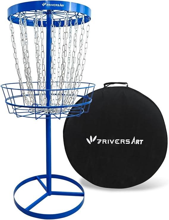 Portable Disc Golf Basket, 24-Chain Practice Target with Heavy-Duty Carrying Bag and Sturdy Metal Base for Backyard, Park, Putting and Outdoor Training