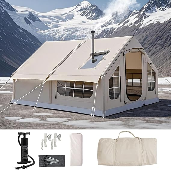 Air Tent Inflatable Camping with Air Pump Inflatable Tent 6-8 People Big Air House Tent Easy Setup Large Family Tent Inflatable Camping Tent Glamping Tents