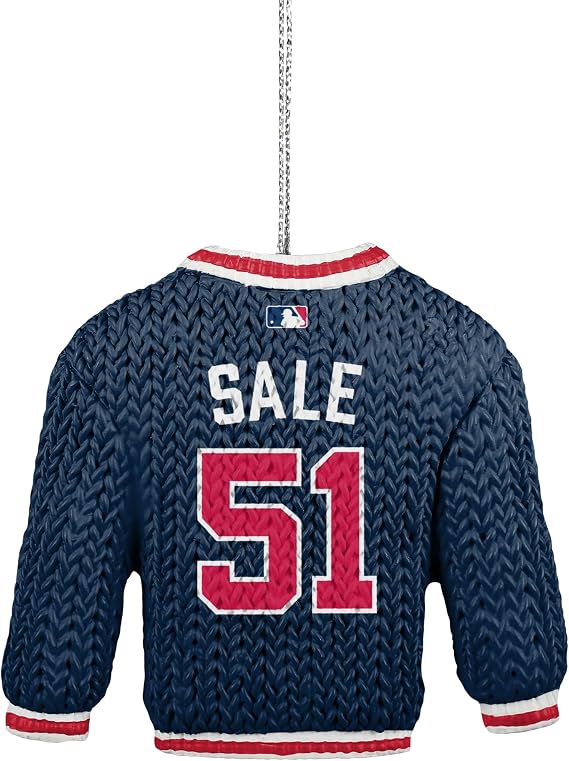 FOCO - MLB Baseball Team Color Holiday Sweater Resin Xmas Christmas Tree Hanging Ornament (Atlanta Braves - Chris Sale)