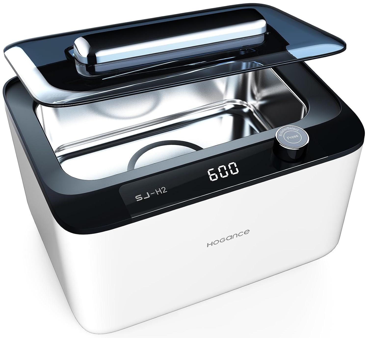 Hogance Ultrasonic Cleaning Device Ultrasonic Cleaner 900 ml  50 W 45 kHz Digital Ultrasonic Device with 6 Time Modes for Jewelery Glasses Watches Mouth Protection Unique Degas Modes White