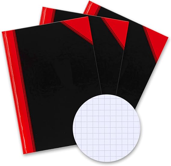 Bantex 3 x A4 Squared Notebook 192 Pages 70gsm Hardback Black