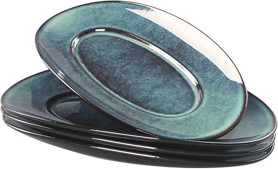 Ceramic Serving Platters - Set of 4 Oval Platters for Entertaining, Modern Kitchen Dishes for Dinner, Fruit, Salad, Serving Trays