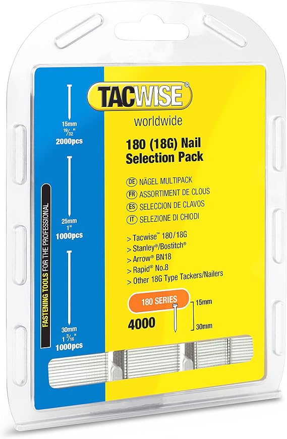 Tacwise 0205 Type 18G / 15-30 mm Galvanised Pin Nails Multipack 4000 Pieces