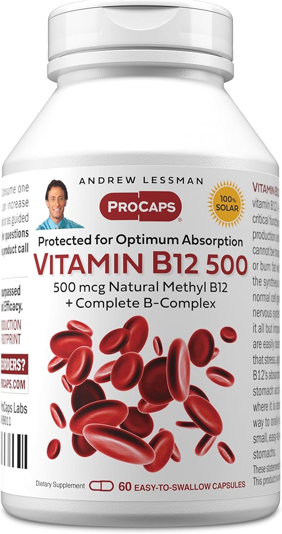 ANDREW LESSMAN ProCaps Vitamin B12 500 mcg with B-Complex 60 Capsules