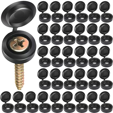150 PCS Screw Caps, Black Plastic Hinged Screw Covers, S Size, Fits #6/#8 Screws (M3/M4), 150 Pieces