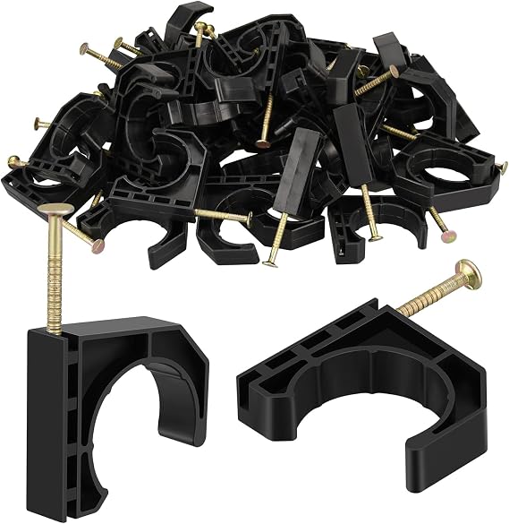 50 Pack Pack 1" Half Clamps J-Hook with Nails Set