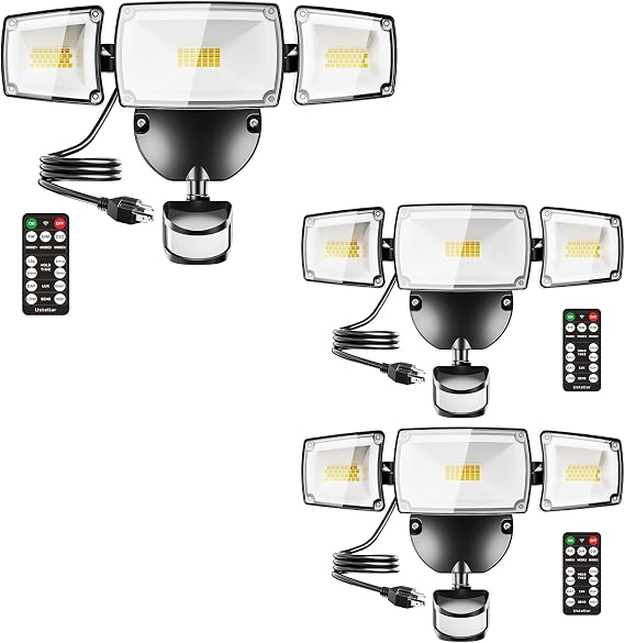USTELLAR 3 Pack Motion Sensor Security Lights Plug in 55W