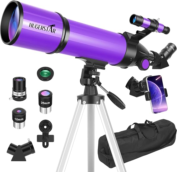 Telescope, Telescope for Adults & Kids & Astronomy Beginners, 80mm Aperture 600mm Portable Refractor Telescopes FMC Optics with AZ Mount Tripod, Phone Adapter, Moon Filter and Carrying Bag