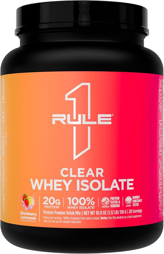 Rule 1 Proteins Clear Whey Isolate, Strawberry Lemonade, 20 Servings