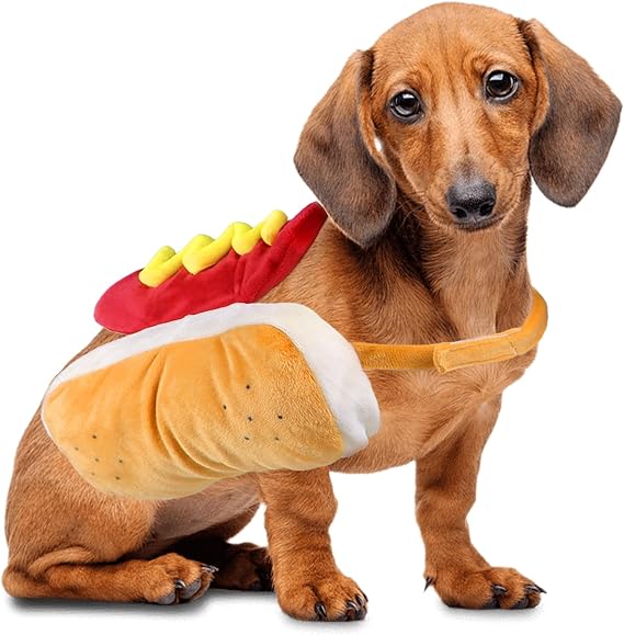 GOYOSWA Dog Hot Dog Costume, Dog Halloween Costumes Funny Pet Hot Dog Costume for XS Small Medium Dogs Cats Pets (Large)