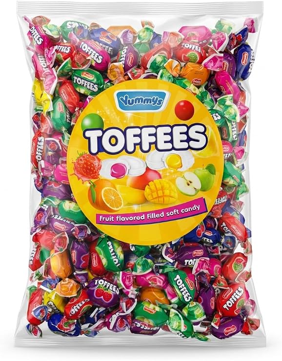 Yummys Fruit Flavoured Filled Soft Chews Toffee 1kg Bulk Bag | Individually Wrapped Chewy Candy Sweets for Party Bags & Sharing Bowls