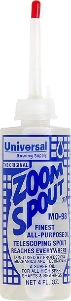Universal Sewing Machine Oil in Zoom Spout Oiler Lily White Oil (Stainless) for Sewing Machines, Textile Machinery and Parts (1 Bottle)
